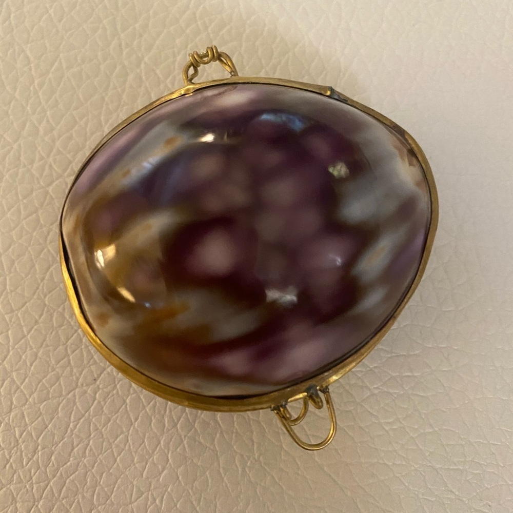 Purple cowrie Seashell Coin Purse Pill Case Trinket Holder - Picture 2 of 5